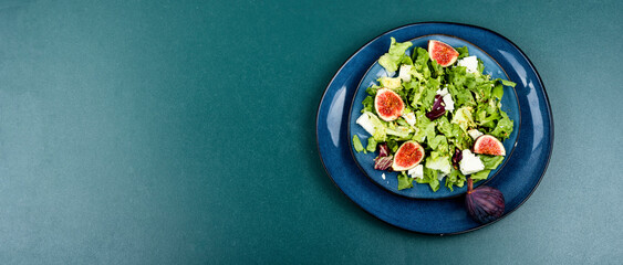 Salad with figs, herbs and cheese.