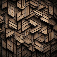 Abstract background of brown color blocks. Wooden brown blocks arranged in a disorder manner.