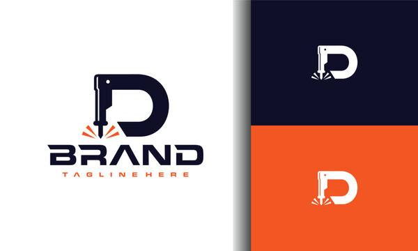 letter D laser cut logo