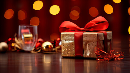 Christmas celebration. New Year party. People receiving gifts. Party atmosphere.