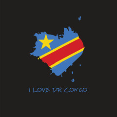 DR Congo grunge flag heart design. Vector illustration.