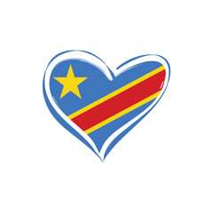 DR Congo flag with a heart shape, isolated on a white background for DR Congo Independence Day. Vector illustration.