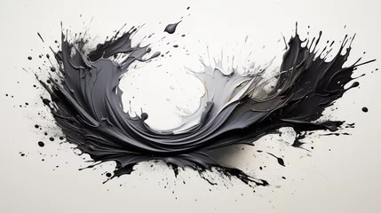  Abstract black in splash, paint, brush strokes, stain grunge isolated on white background, Japanese style, AI generate © Denis