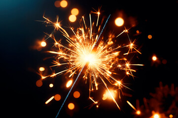 Naklejka premium Festive Sparkle: Nighttime Bengal Fire