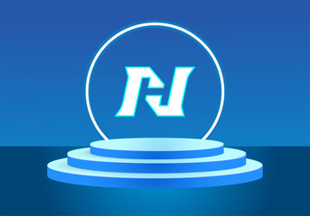 Letter HN blue logo sign. Vector logo design for business.