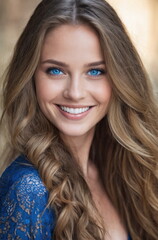 Naklejka premium Portrait of a beautiful blonde woman.Blue eyes.Close-up.Authentic appearance.Fashion glamour art.