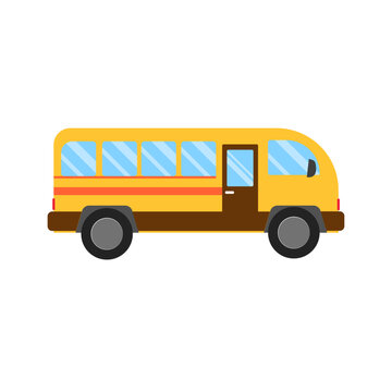 Simple vintage bus vector illustration isolated on white background.