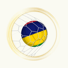 Mauritius scoring goal, abstract football symbol with illustration of Mauritius ball in soccer net.