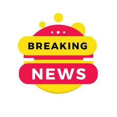 Breaking news banner, label icon. Design for advertising or announcement. Modern vector template.