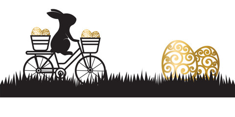 rabbits on bicycles carrying eggs for Easter.vector eps 10