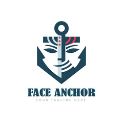 Face Anchor design template logo vintage style for brand company and other