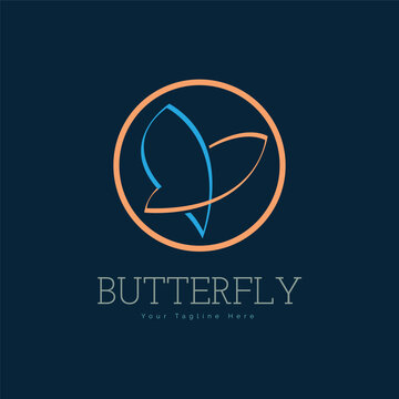 butterfly modern line logo template design for brand or company and other