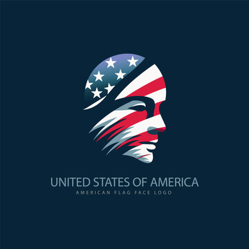 American flag face logo template design for brand or company and others