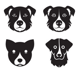 Dog head icon in  flat style. Cartoon dog face. Vector illustration isolated on white. Silhouette dog face.