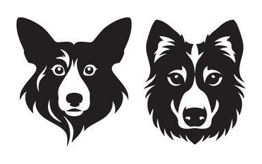 Dog head icon in  flat style. Cartoon dog face. Vector illustration isolated on white. Silhouette dog face.