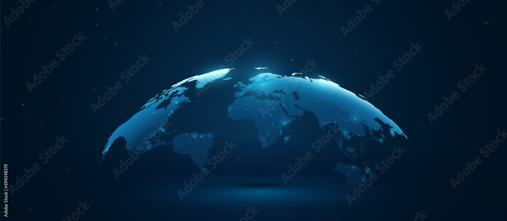 Poster world map. global network technology connection. vector illustration