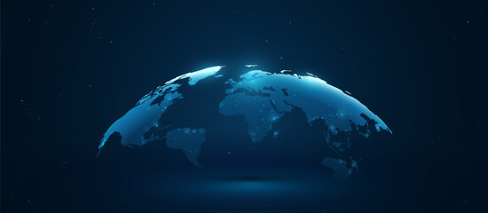 World map. Global network technology connection. Vector illustration - obrazy, fototapety, plakaty