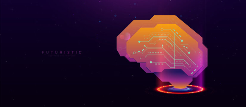 human brain in flat style design. Artificial Intelligence. AI. Creative thinking. Brian technology. Vector illustration