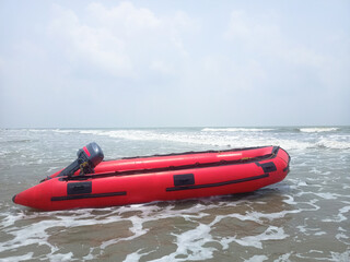 2nd February, 2022, Digha, East Midnapur, West Bengal, India: Speed boat for water sports activity...