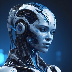 Robot with abstract technological art