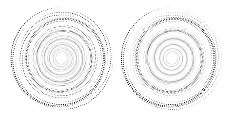 Halftone circular dotted frame set. Circle dots isolated on white background. Logo design element for medical, care, cosmetics. Round the border using halftone circle dots arts