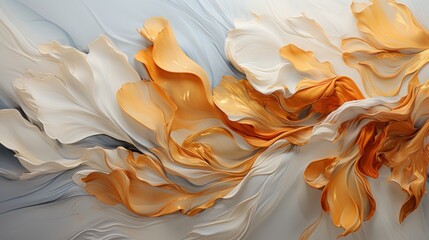 A vibrant and bold abstract masterpiece, with the contrast of white and orange evoking feelings of...