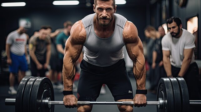 Man doing barbell in the gym