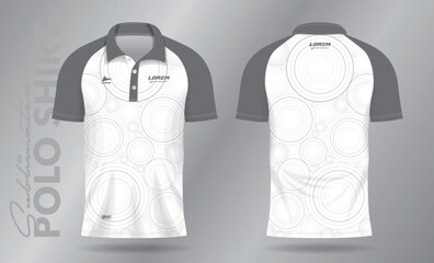 white abstract polo shirt mockup template design for sport uniform in front view and back view.