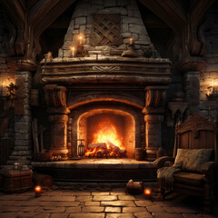 fireplace in the house prepared for XMAS
