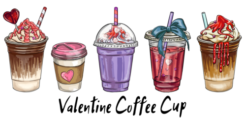 Coffee lover sublimation for Valentine's Day Hand drawn for love related occasions, romantic date, digital printing, t-shirt design, stickers