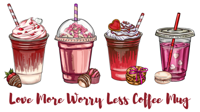 Coffee lover sublimation for Valentine's Day Hand drawn for love related occasions, romantic date, digital printing, t-shirt design, stickers