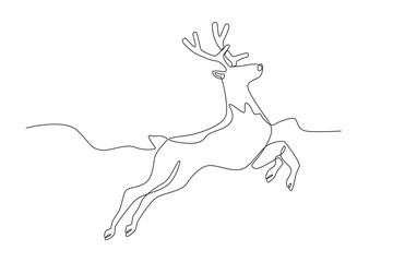 A deer jumping high. Deer one-line drawing