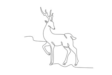 A deer looked back. Deer one-line drawing
