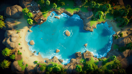 top view of the summer sea and beach generated by AI
