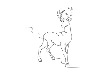 A deer stood looking back. Deer one-line drawing