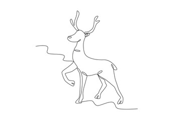 A deer stepped looking up. Deer one-line drawing