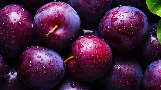Juicy Crimson Berry on Wet Red Plant generated by AI