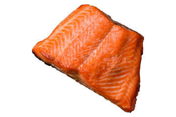 Delicious baked salmon red fish steak with spices and herbs