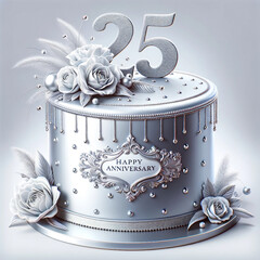 birthday cake for 25 th birthday in silver