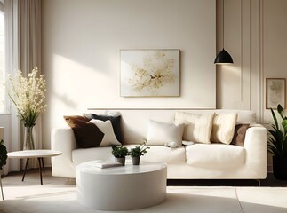 Lovely simple modern living room interior, beautiful home