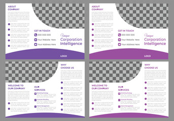  4 pages bifold brochure design . - obrazy, fototapety, plakaty