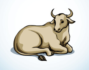 Vector drawing. Cute big cow