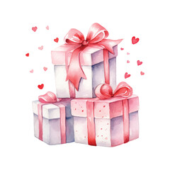 watercolor valentine gift box illustration