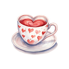 valentine watercolor cup of coffee with heart