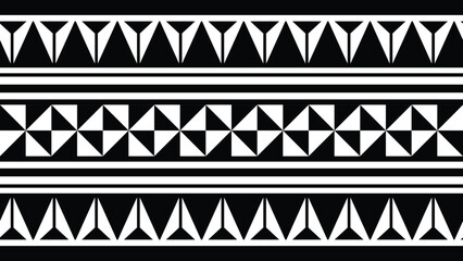 Tribal tattoo Border Polynesian culture design. Tribal art band fore arm design.Tattoo ornament bracelet. Fabric seamless isolated hawaiian pattern on white background.