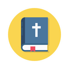 Plus sign on a book depicting concept flat icon of holy book, religious book vector design