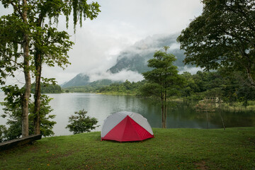 Awakening in Nature's Embrace: Camping Bliss Amidst Blue Skies and Lush Landscapes | Sunrise Serenity