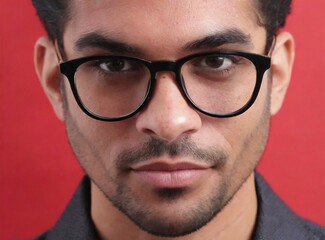 Latin male software engineer, IT worker, systems engineer expert/specialist wearing glasses, face closeup.