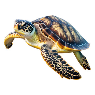 Young sea turtle isolated on transparent background PNG