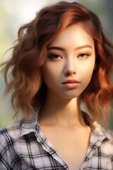 Fototapeta premium Portrait of a Beautiful Woman in a Grunge Shirt